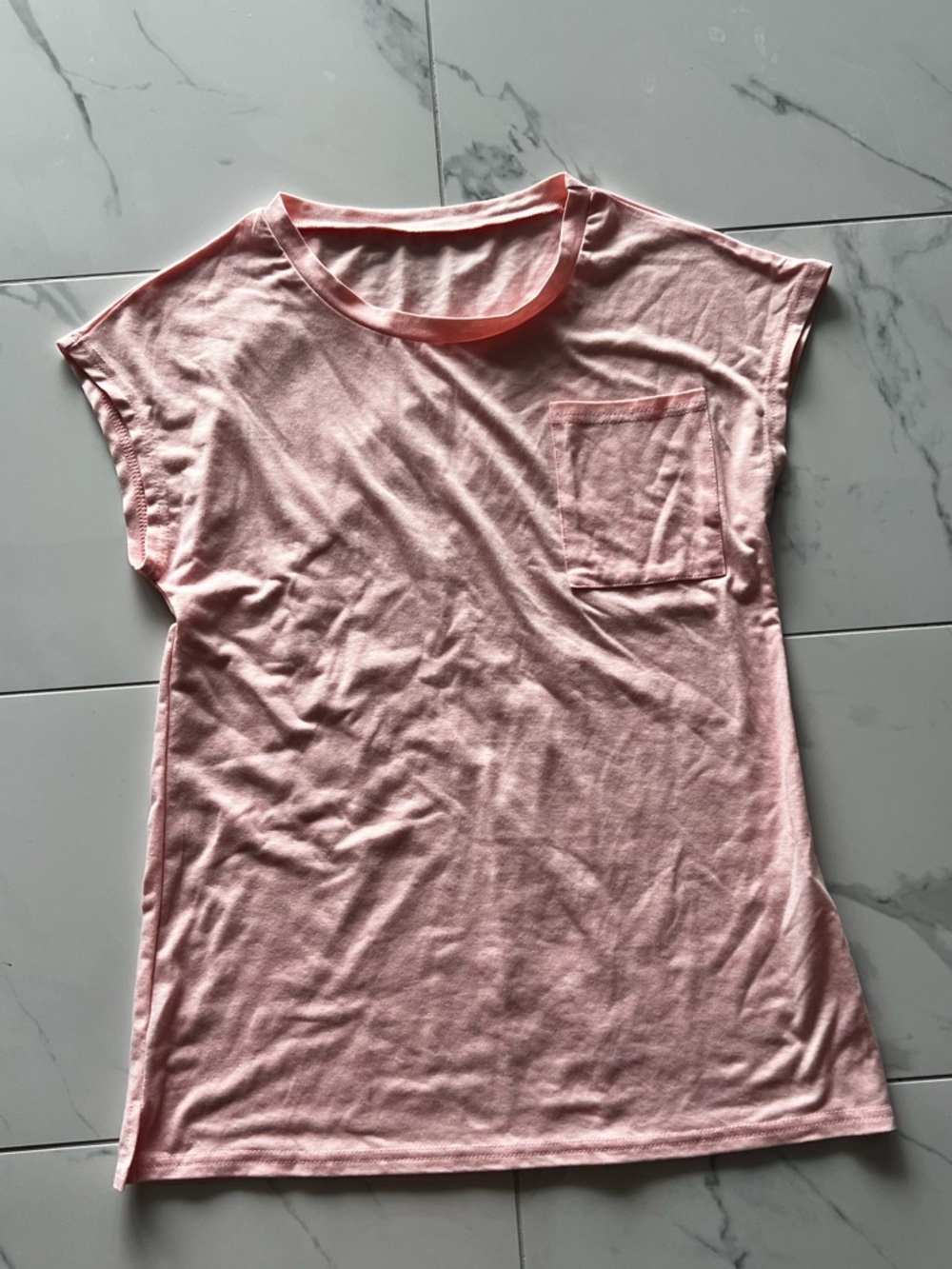 Light Pink Women's Pocket Tee - Casual Crewneck Top
